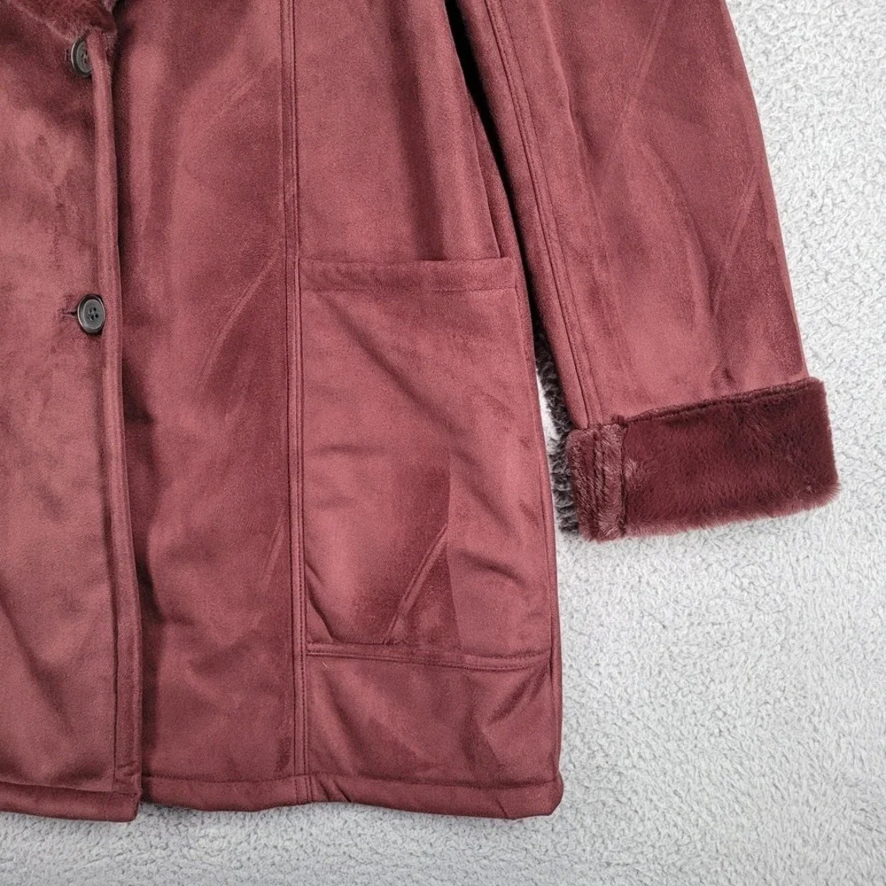 BANANA‎ Republic Factory Size MEDIUM TALL Bordeaux Faux Shearling Coat
